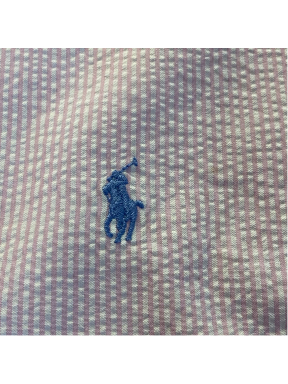Ralph Lauren Men's Large Pink White Seersucker Short Sleeve Button Down Shirt - Picture 3 of 7